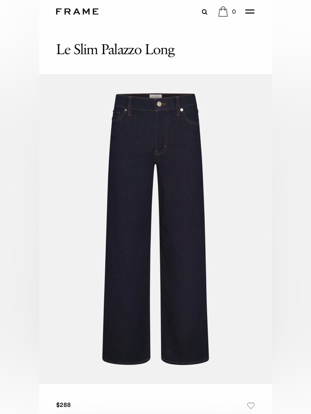 Frame Denim Le Slim Palazzo Long Dark Indigo Wide-Leg Jeans